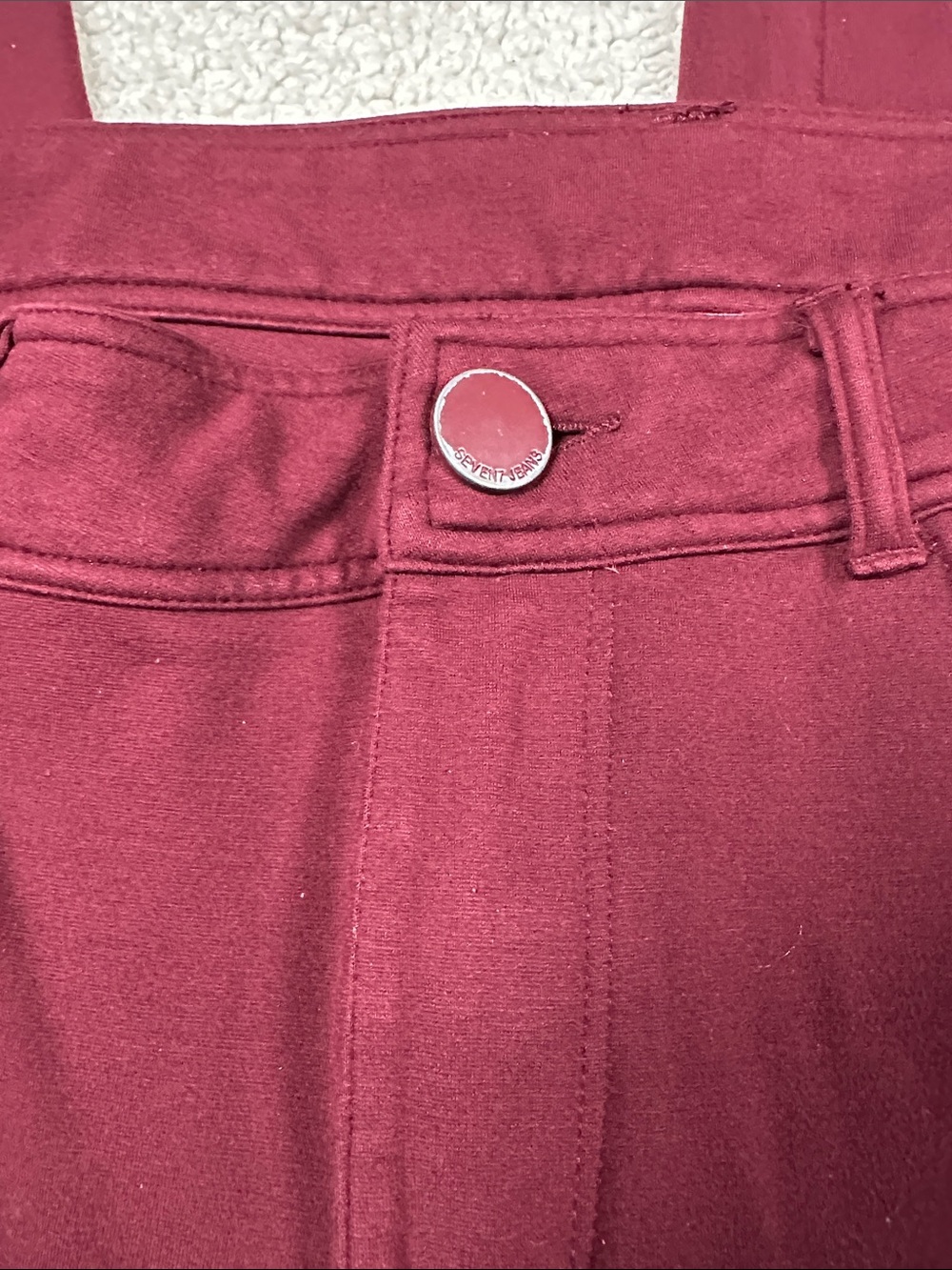 Seven7 Super Stretchy Pants Maroon Jegging / Zipper Skinny Rayon Nylon Blend 14 - Picture 4 of 7